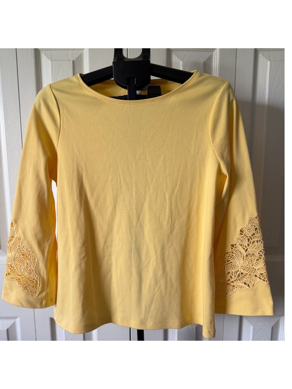 Chico's Yellow Long Sleeve Top with Lace Detail Size M